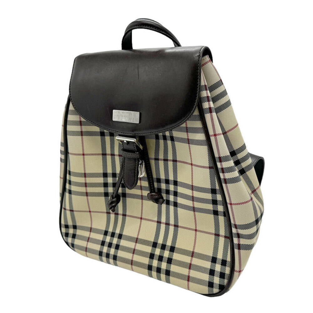 Burberry Leather Beige Brown Backpack Canvas - Picture 2 of 4
